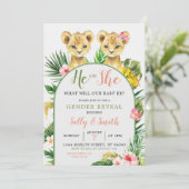 Leeuw of Leeuwin Geslacht Onthulling Uitnodiging (Staand voorkant)