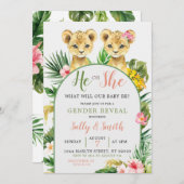 Leeuw of Leeuwin Geslacht Onthulling Uitnodiging (Voorkant / Achterkant)