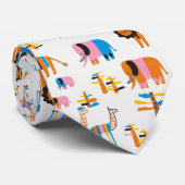 Leeuw, olifant met giraffe en witte bomen stropdas (Opgerold)