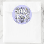  leeuw ongebreideld wit met gouden kronen, tong ronde sticker (Tas)