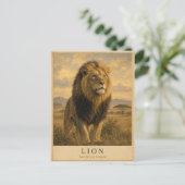 Leeuw Oost-Afrikaanse Savanne VINTAGE Briefkaart (Staand voorkant)