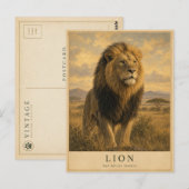 Leeuw Oost-Afrikaanse Savanne VINTAGE Briefkaart (Voorkant / Achterkant)