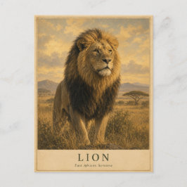 Leeuw Oost-Afrikaanse Savanne VINTAGE Briefkaart