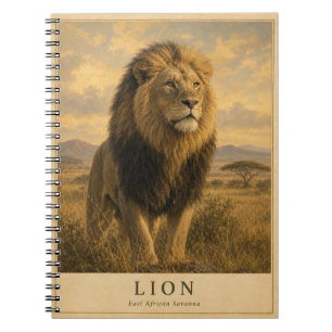 Leeuw Oost-Afrikaanse savanne VINTAGE Notitieboek