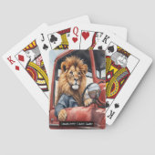 Leeuw op de weg Monogram kinder oud meid spel Pokerkaarten (Achterkant)