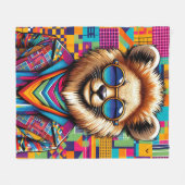 Leeuw op een kleurrijke geometrische achtergrond fleece deken (Voorkant (Horizontaal))