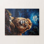 Leeuw op een maanlicht avond legpuzzel (Horizontaal)