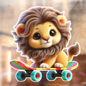 Leeuw op een rol raamsticker (Vel 2)