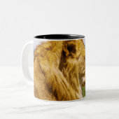 Leeuw op een rots tweekleurige koffiemok (Voorkant links)