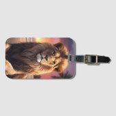 Leeuw op het strand bagagelabel (Voorkant (horizontaal))