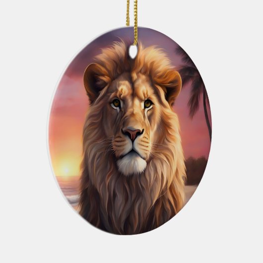 Leeuw op het strand keramisch ornament (Rechts)