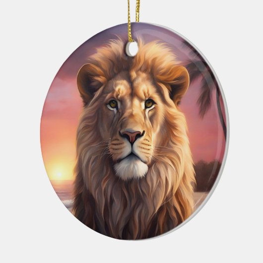 Leeuw op het strand keramisch ornament (Links)