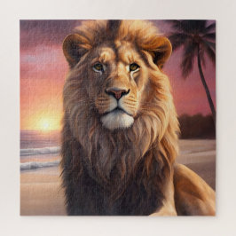 Leeuw op het strand legpuzzel