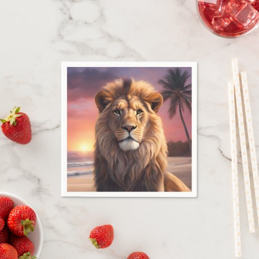 Leeuw op het strand servet (Insitu)