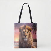 Leeuw op het strand tote bag (Voorkant)