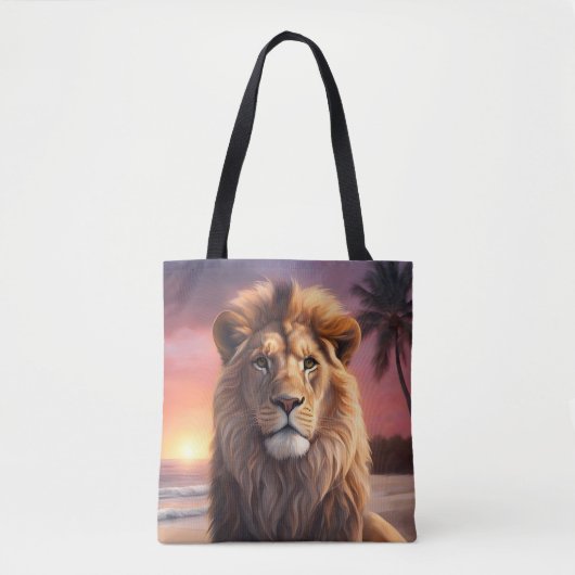 Leeuw op het strand tote bag (Voorkant)