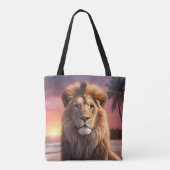 Leeuw op het strand tote bag (Achterkant)