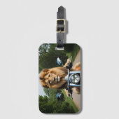 Leeuw op motor bagagelabel (Voorkant (verticaal))