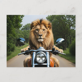 Leeuw op motor feestdagenkaart