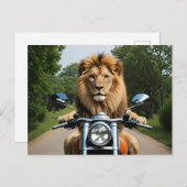 Leeuw op motor feestdagenkaart (Voorkant / Achterkant)