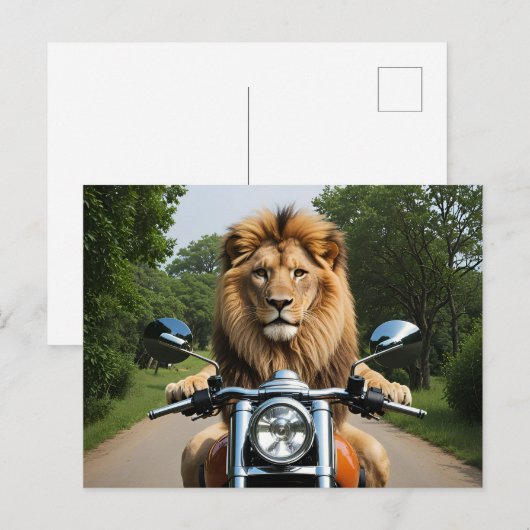 Leeuw op motor feestdagenkaart (Voorkant / Achterkant)