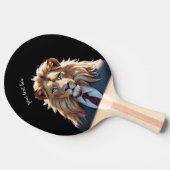 leeuw op pak tafeltennisbatje (Zijkant)