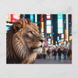 Leeuw op Times Square Feestdagenkaart