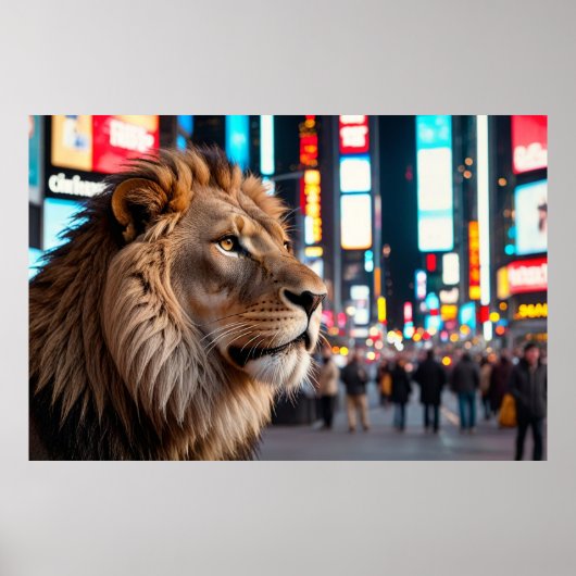 Leeuw op Times Square Poster (Voorkant)