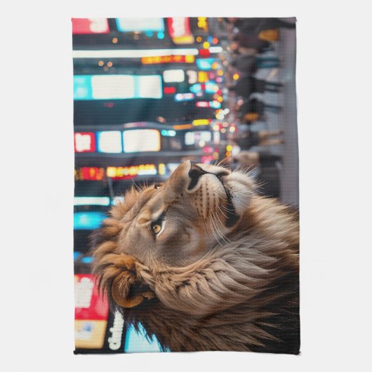 Leeuw op Times Square Theedoek (Verticaal)