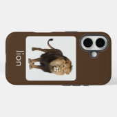Leeuw op wit en bruin met tekst Case-Mate iPhone case (Achterkant (horizontaal))