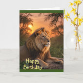 Leeuw op zonsondergang kaart (Gele Bloem)