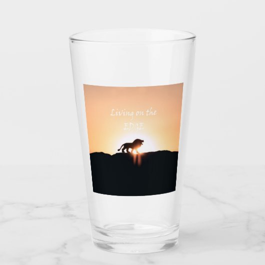Leeuw op zonsondergang Leven op EDGE Glas (Voorkant)