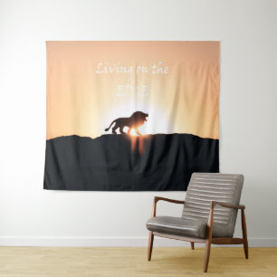 Leeuw op zonsondergang Leven op EDGE Wandkleed