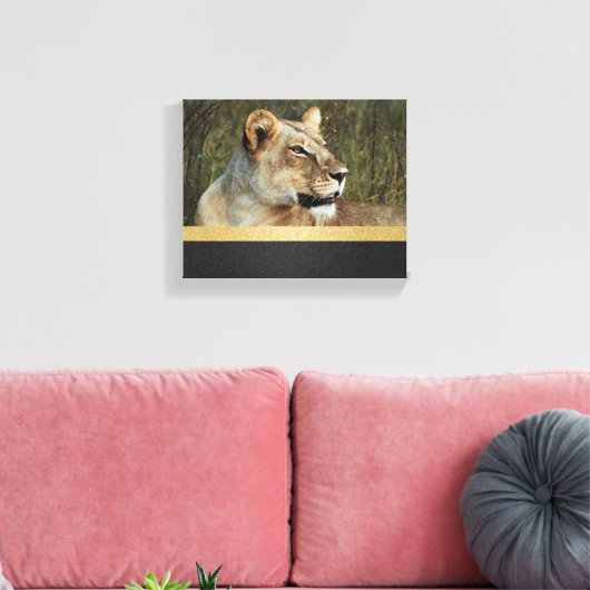 Leeuw panthera leo Okavango Delta Botswana Canvas Afdruk (Insitu (Woonkamer))