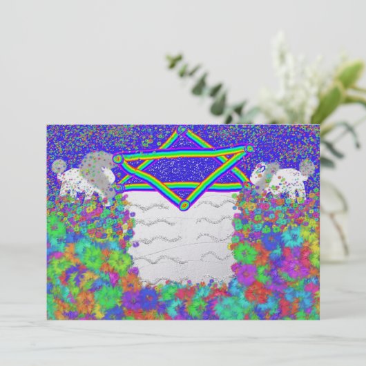 Leeuw Pascha Rainbow Pesach Seder Feestdagenkaart (Staand voorkant)