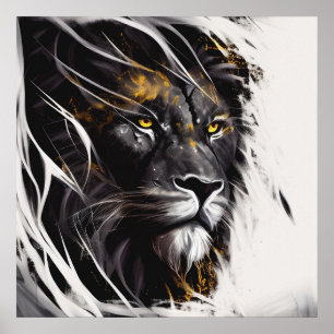 Leeuw Portret Dier Schilderen Wildlife Avontuur Poster