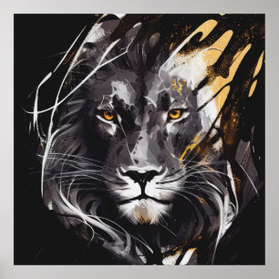 Leeuw Portret Dier Schilderen Wildlife Avontuur Poster