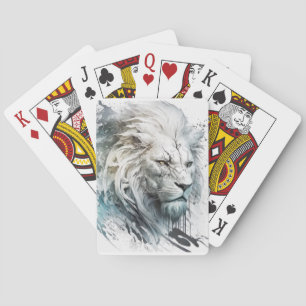 Leeuw Portret Dier Schilderen Wildlife Buiten Pokerkaarten