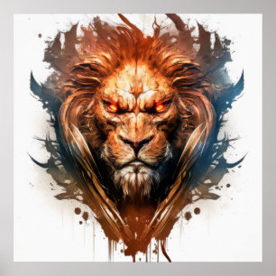 Leeuw Portret Dier Schilderen Wildlife Buiten Poster