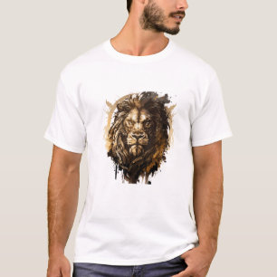 Leeuw Portret Dier Schilderen Wildlife Buiten T-shirt