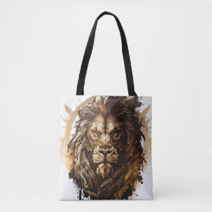 Leeuw Portret Dier Schilderen Wildlife Buiten Tote Bag