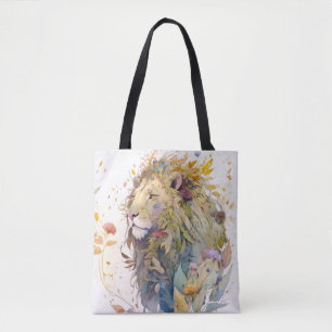 Leeuw Portret Dier Schilderen Wildlife Forest Tote Bag