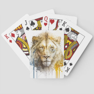 Leeuw Portret Dier Schilderen Wildlife Mountain Pokerkaarten