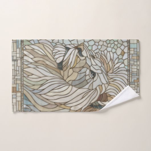 Leeuw Portret Mozaïek Kunst Bad Handdoek (Handdoek)