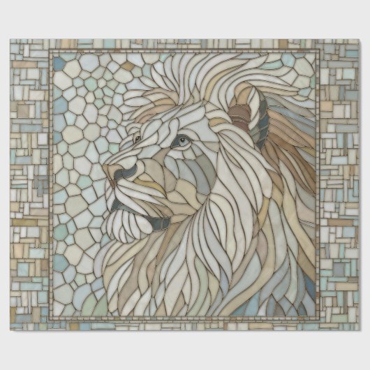 Leeuw Portret Mozaïek Kunst Cadeaupapier (Vlak)