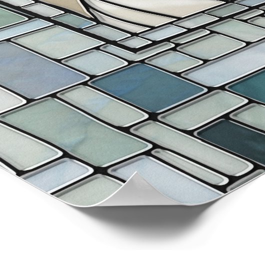 Leeuw Portret Mozaïek Kunst Poster (Hoek)