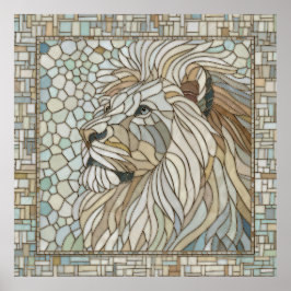 Leeuw Portret Mozaïek Kunst Poster