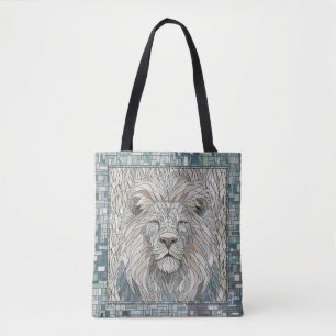 Leeuw Portret Mozaïek Kunst Tote Bag