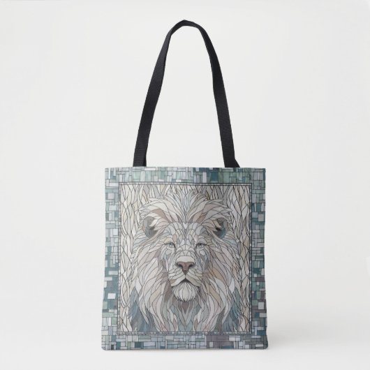Leeuw Portret Mozaïek Kunst Tote Bag (Voorkant)
