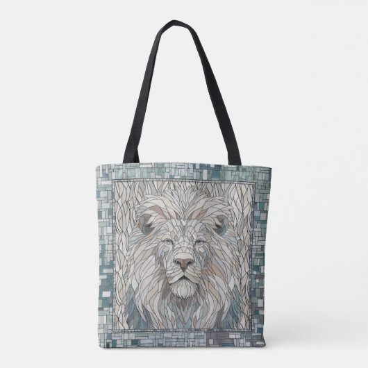 Leeuw Portret Mozaïek Kunst Tote Bag (Achterkant)